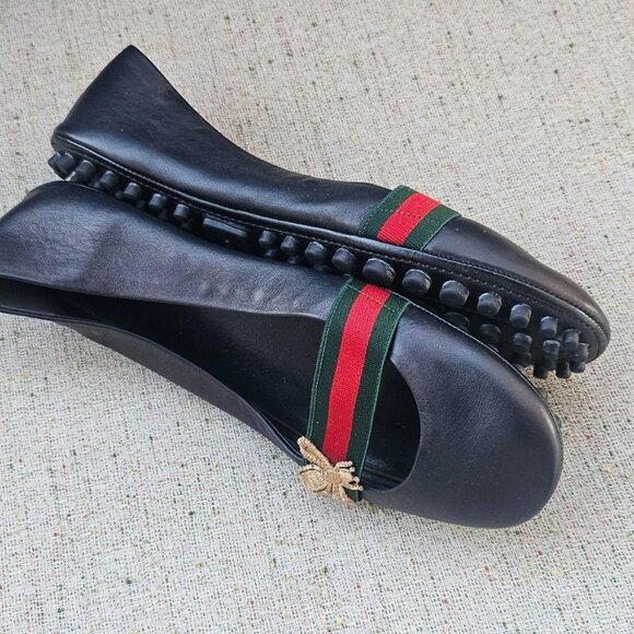 Gucci Women Sandal Ballet Black Shoe Black Leather Upper Made Italy Size 38.5 - Picture 8 of 13